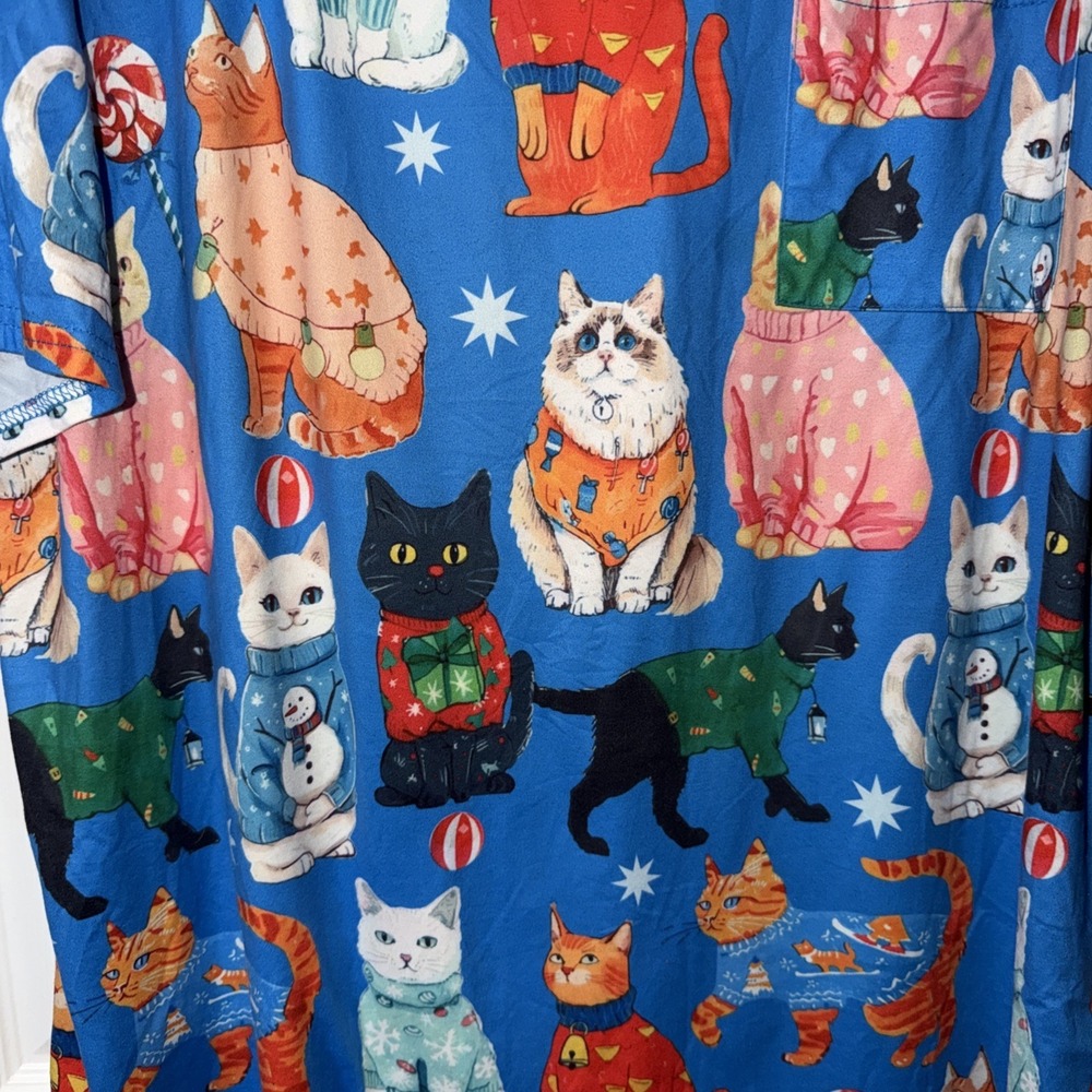 Ekouaer Women's Cat Nightgown Soft X-Large Blue Multicolor Very Soft - Picture 2 of 7